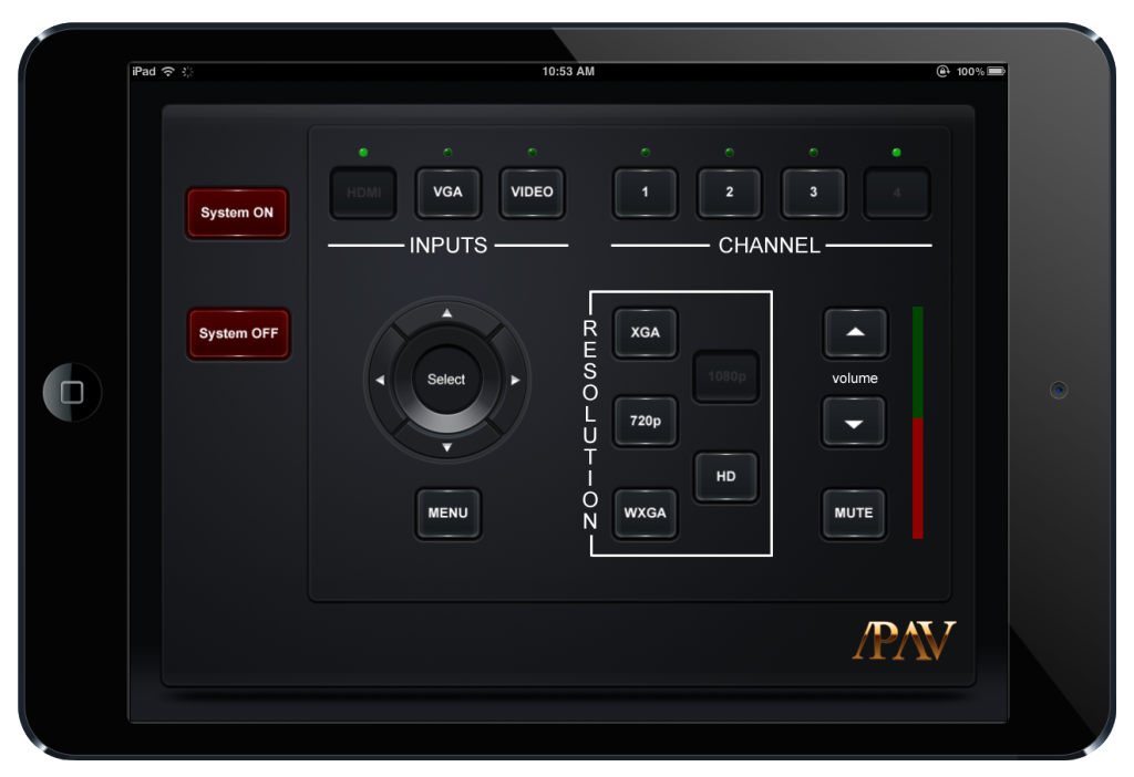 APX1202 HD video scaler iPad interface using Dark Graphics Package